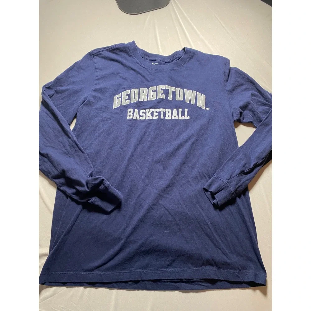 Nike Georgetown Basketball Mens Blue Long Sleeve T-Shirt BV2000-41S Large